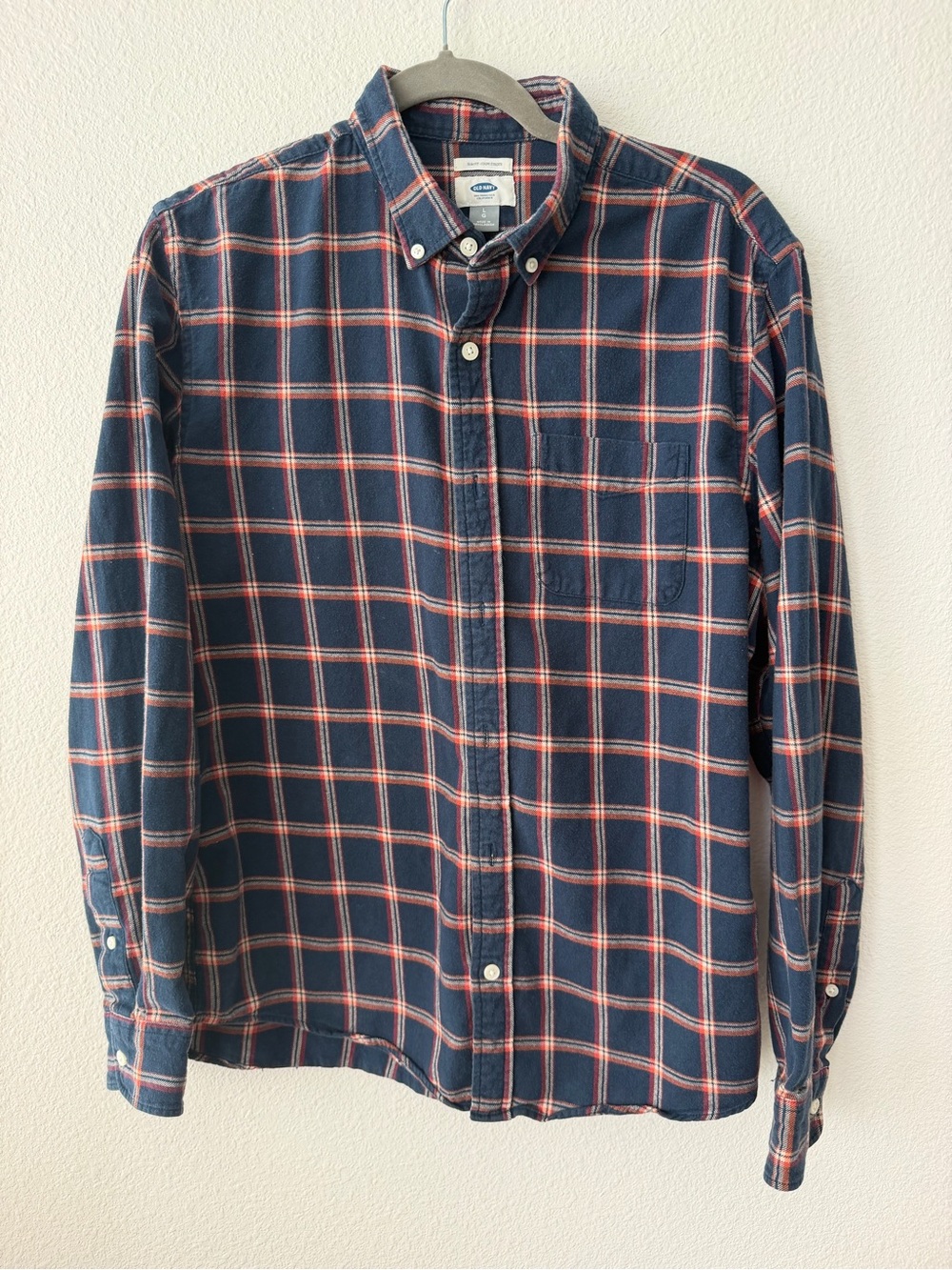 Old Navy Navy and Red Plaid Button-Down Shirt